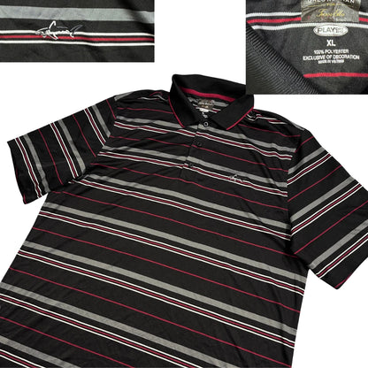 Greg Norman® Black Striped Performance Polo Shirt(XL)