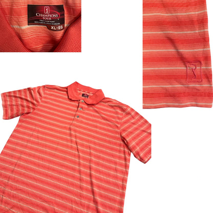 Champions Tour® Coral Striped Performance Polo Shirt(XL)