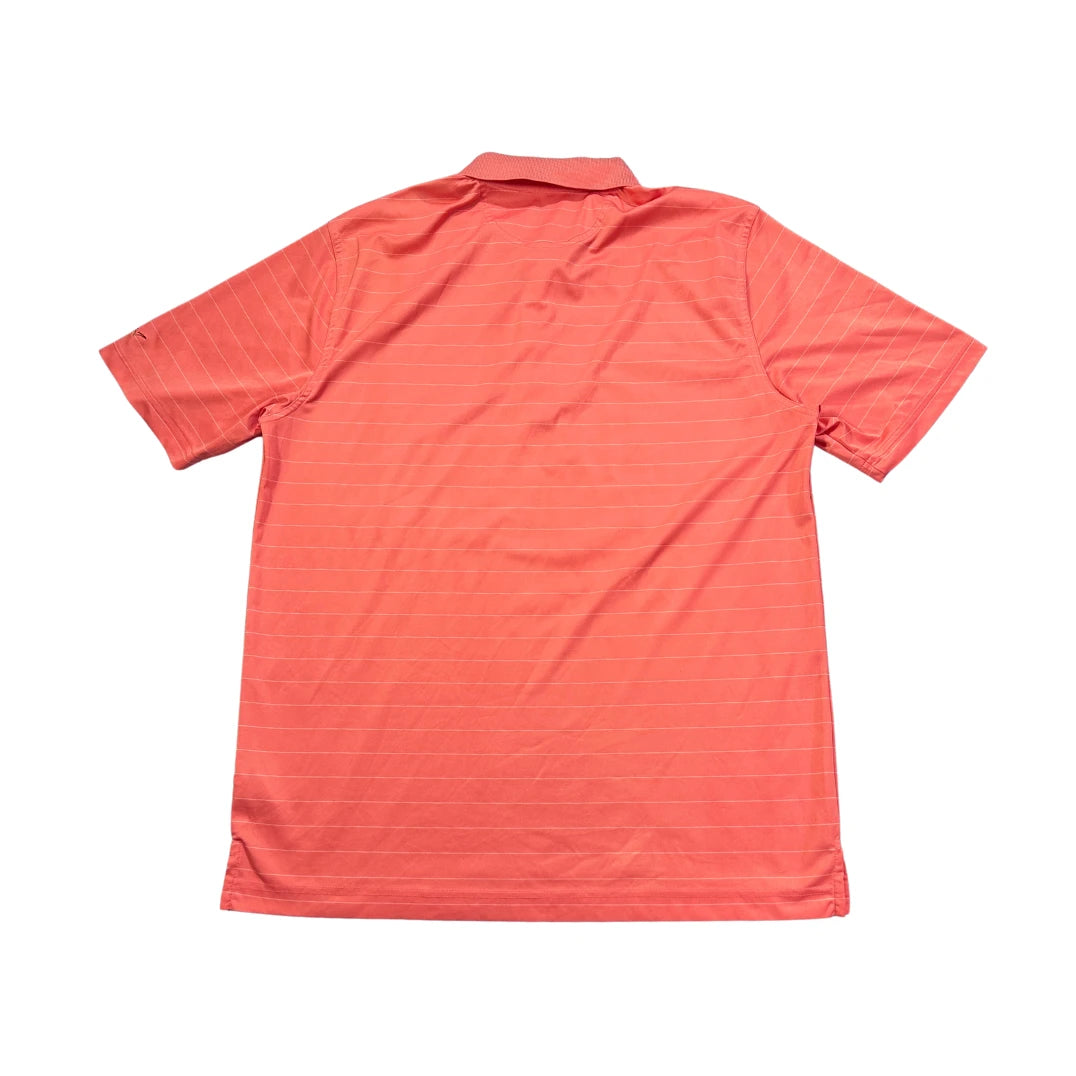 Greg Norman® Coral Striped Golf Polo Shirt(L)