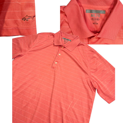 Greg Norman® Coral Striped Golf Polo Shirt(L)