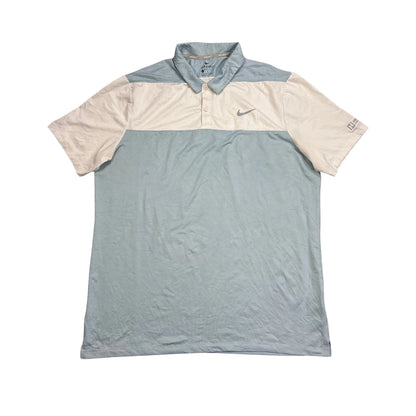 Nike® White Blue Dri-FIT Golf Polo Shirt(L)