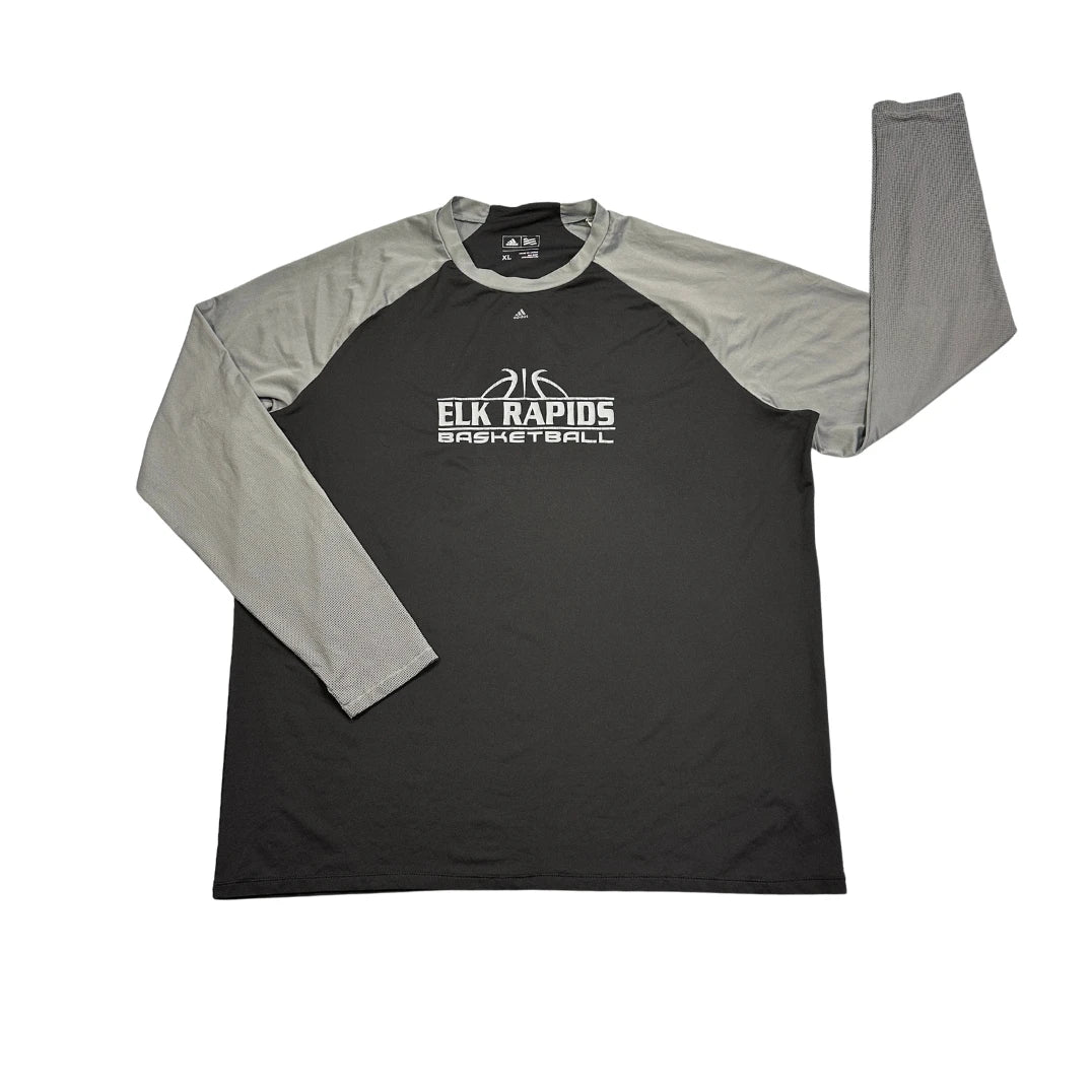 Adidas® Black Grey Basketball Performance Long Sleeve T-Shirt(XL)
