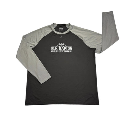Adidas® Black Grey Basketball Performance Long Sleeve T-Shirt(XL)