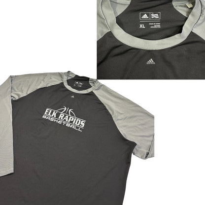 Adidas® Black Grey Basketball Performance Long Sleeve T-Shirt(XL)