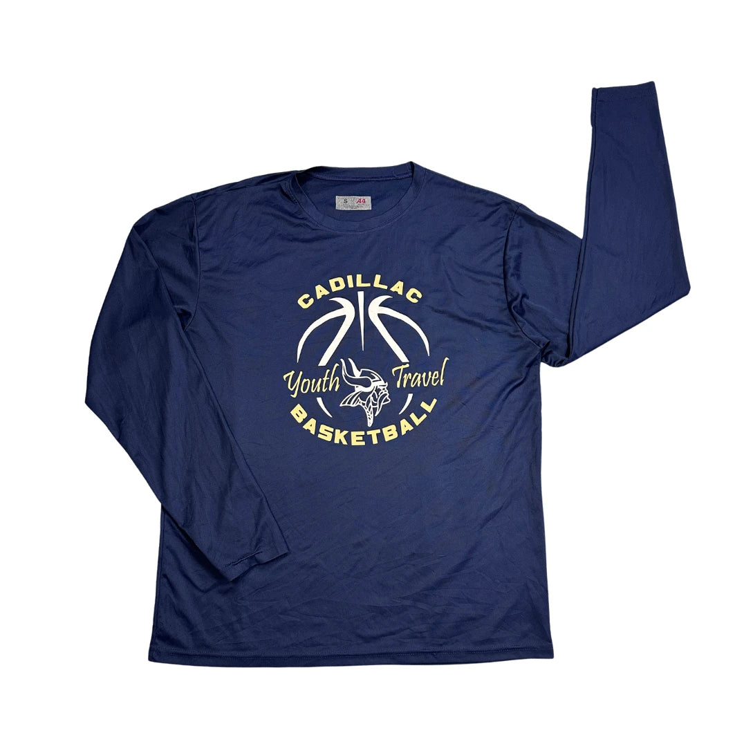 A4® Navy Graphic Long Sleeve Performance T-Shirt(S)