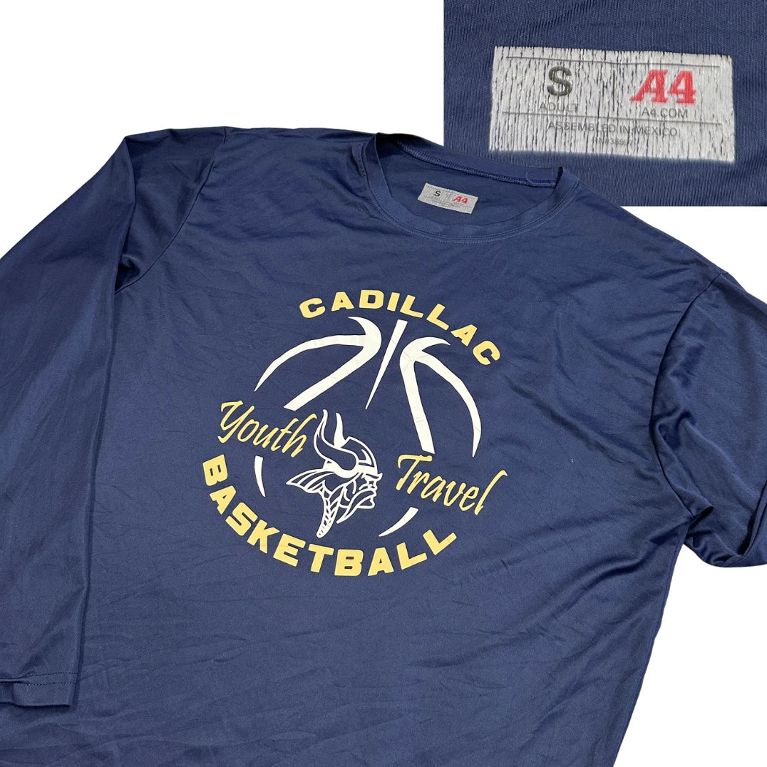 A4® Navy Graphic Long Sleeve Performance T-Shirt(S)