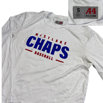 A4® White Graphic Long Sleeve Performance T-Shirt(S)