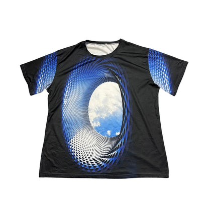 Black Blue Abstract Graphic Performance T-Shirt