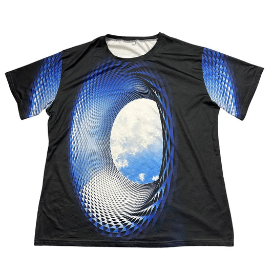 Black Blue Abstract Graphic Performance T-Shirt