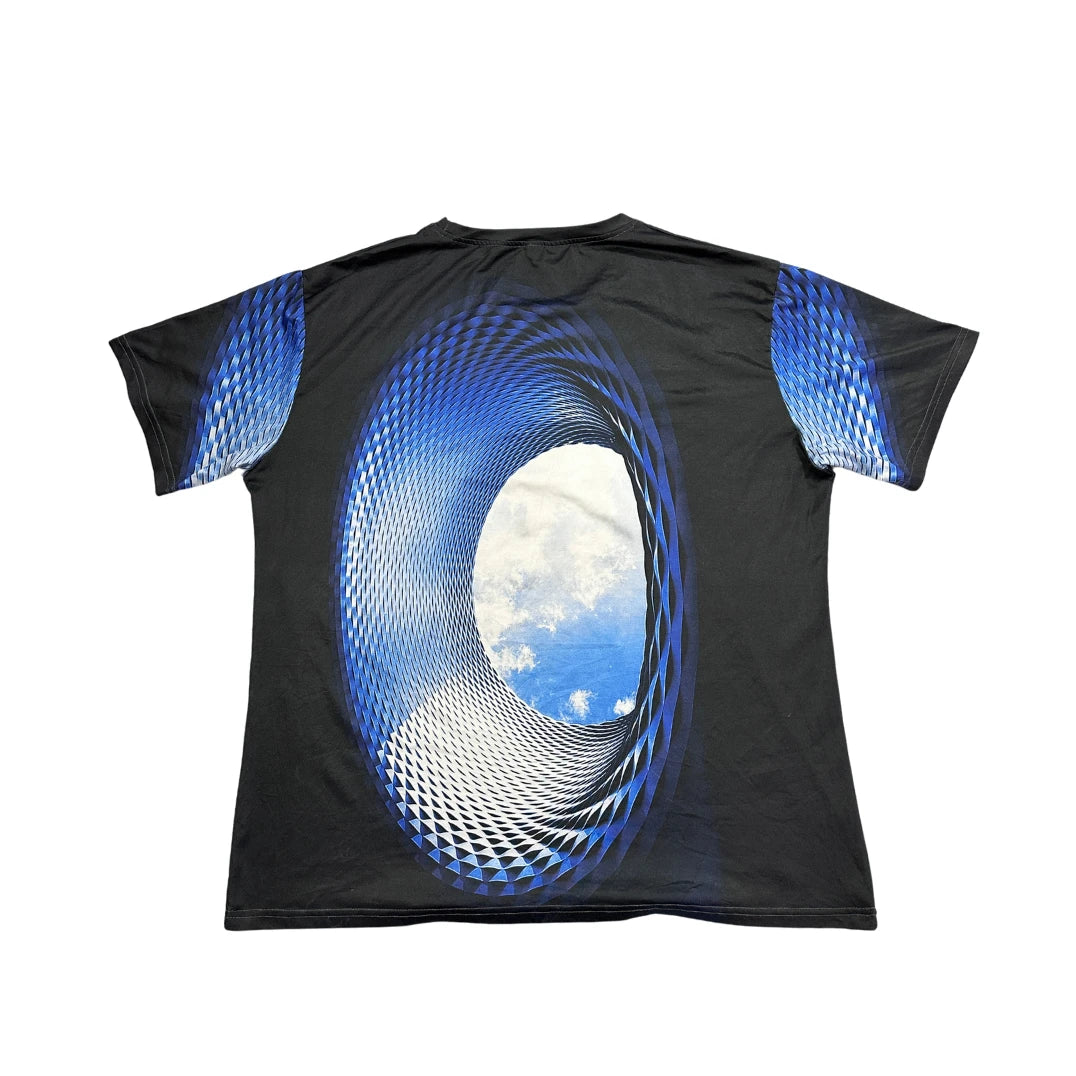 Black Blue Abstract Graphic Performance T-Shirt
