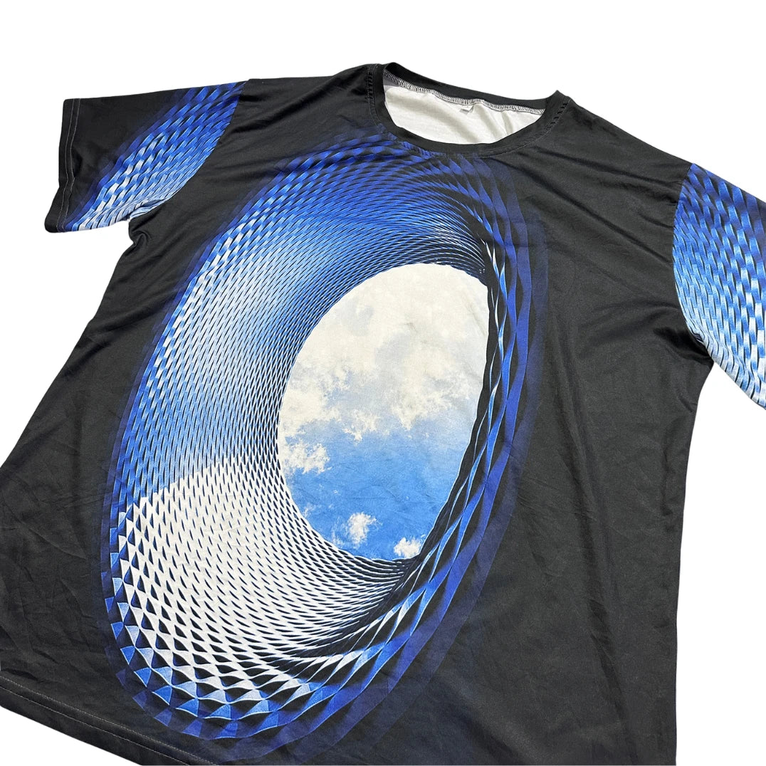 Black Blue Abstract Graphic Performance T-Shirt