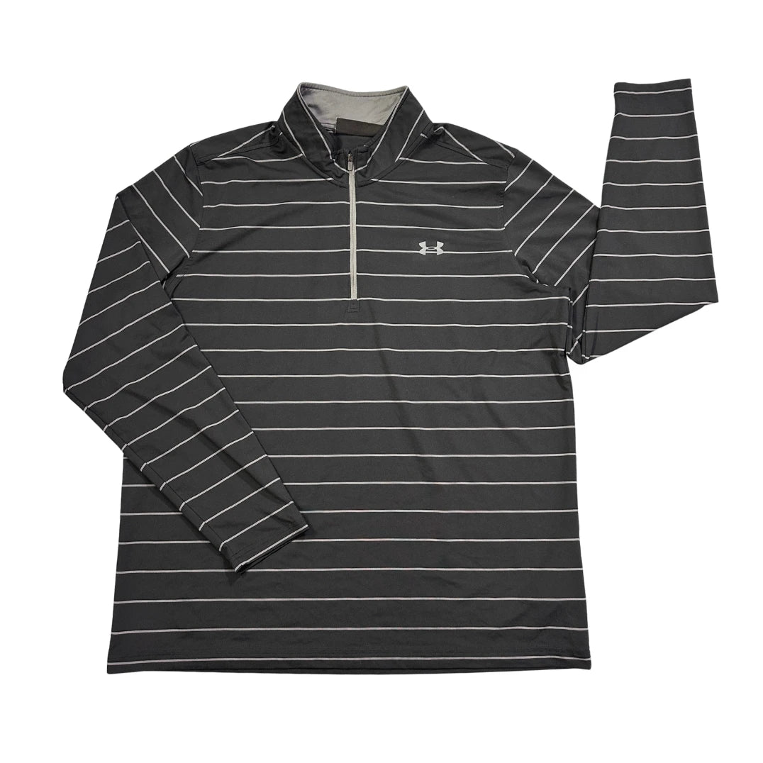 Under Armour® Grey Striped Quarter Zip Performance Top(XL)
