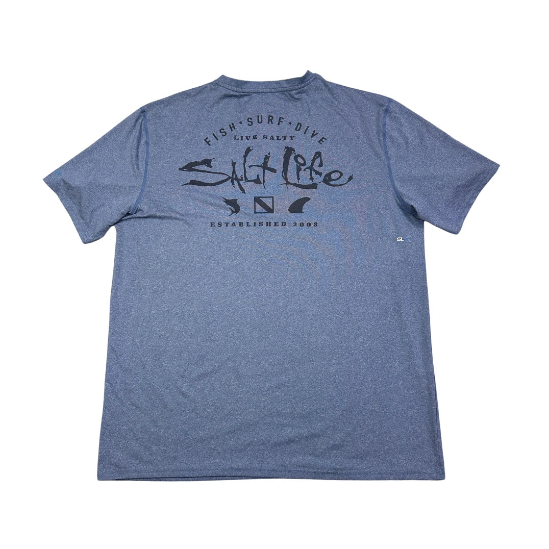 Salt Life® Heather Blue Pocket Performance T-Shirt(L)