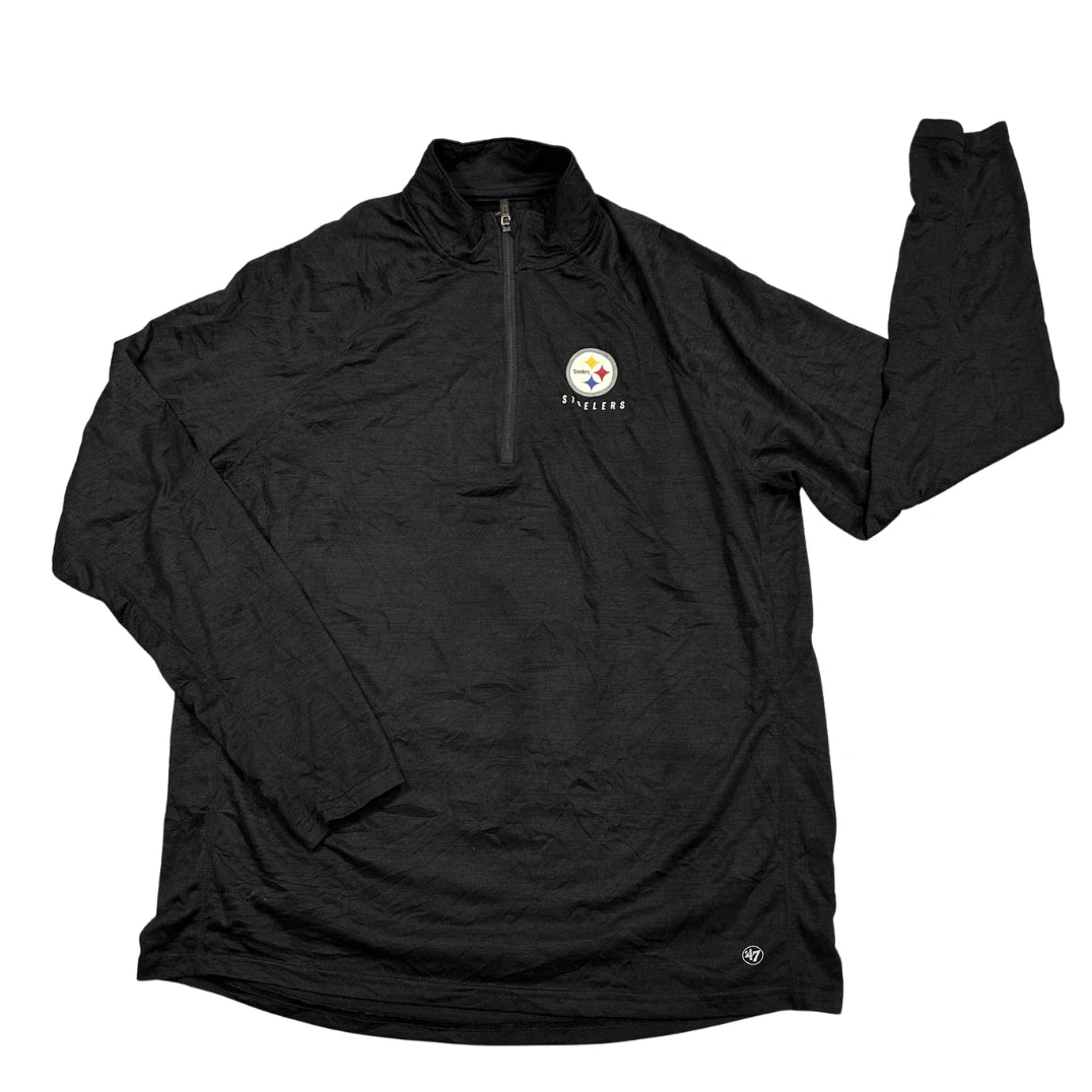 47® Black Steelers Quarter Zip Performance Top(L)