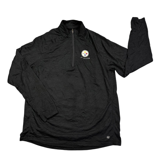 47® Black Steelers Quarter Zip Performance Top(L)