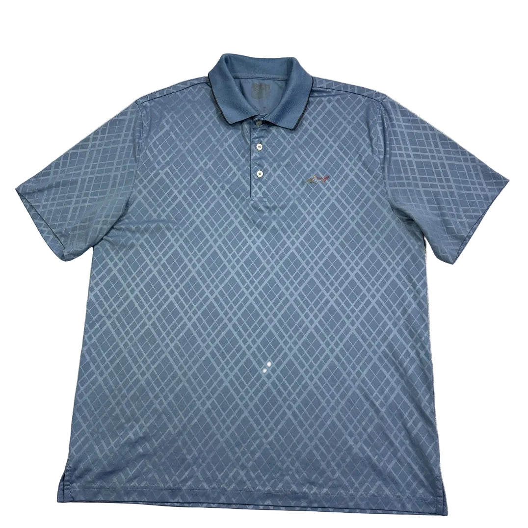 Greg Norman steel blue pattern performance polo shirt