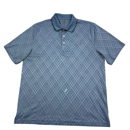 Greg Norman steel blue pattern performance polo shirt