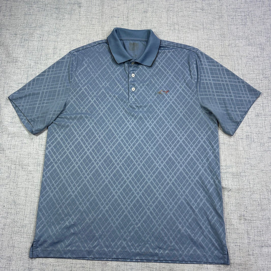 Greg Norman® Blue Pattern Performance Polo Shirt(L)