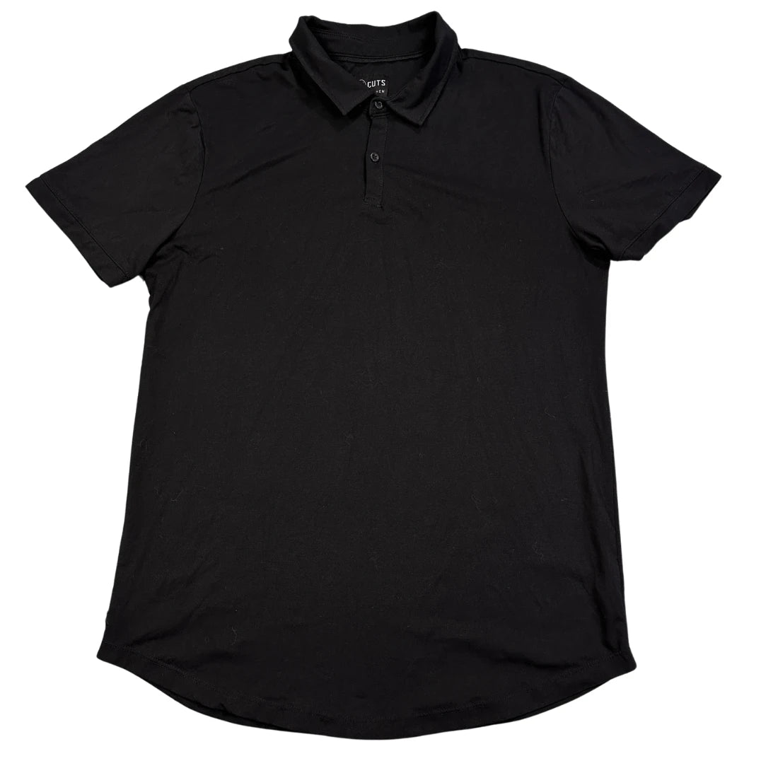 CUTS black curve-hem polo shirt