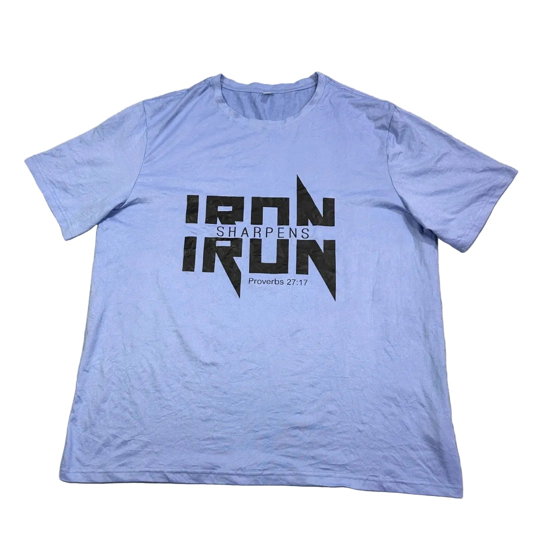 Light purple graphic casual t-shirt with black print