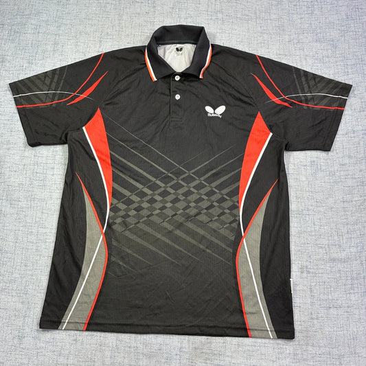 Butterfly® Black Performance Sports Polo Shirt(L)
