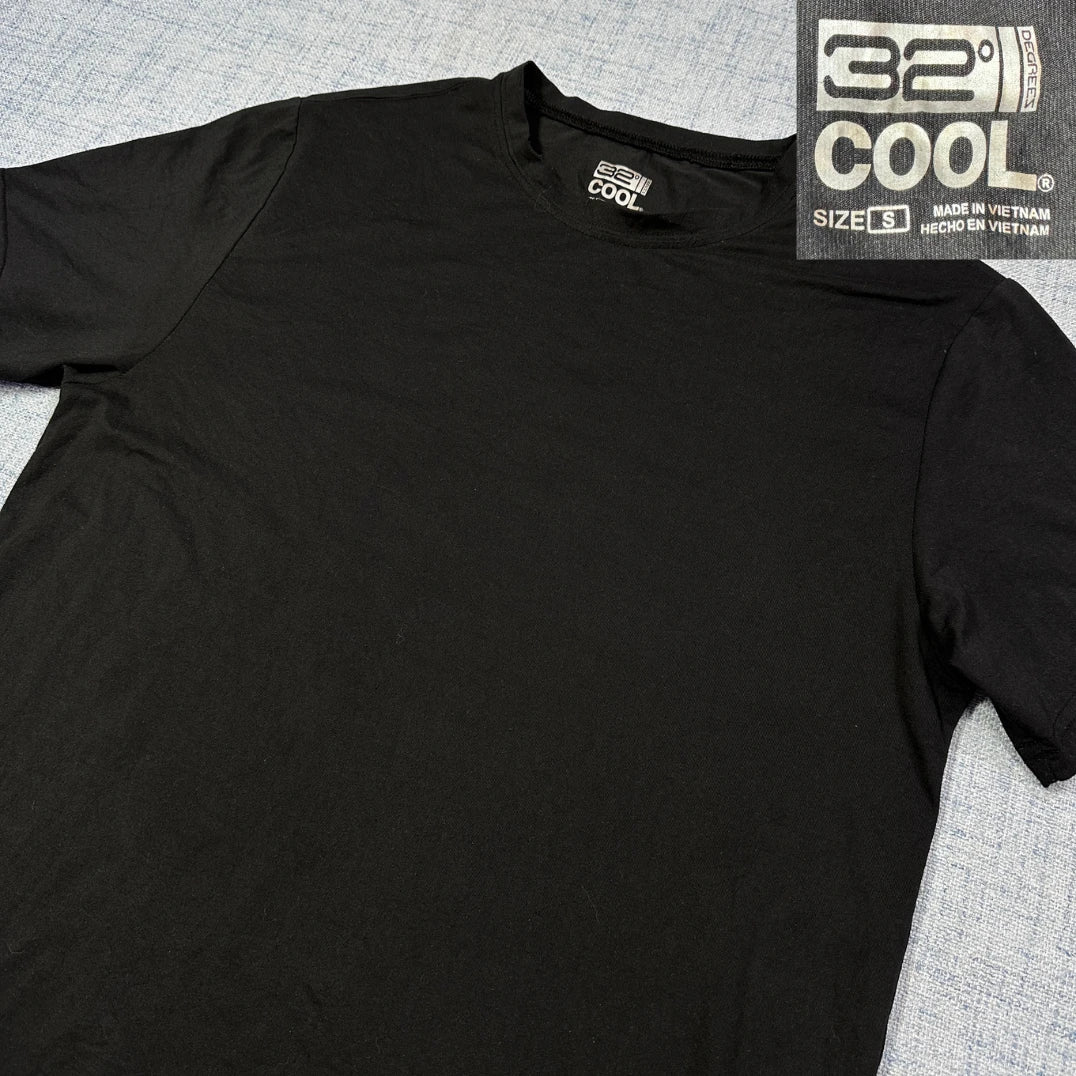 32° Cool® Plain Performance T-Shirt – Black (Small)