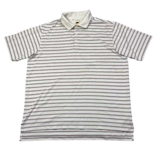 Adidas® White Striped ClimaLite Polo Shirt(XL)
