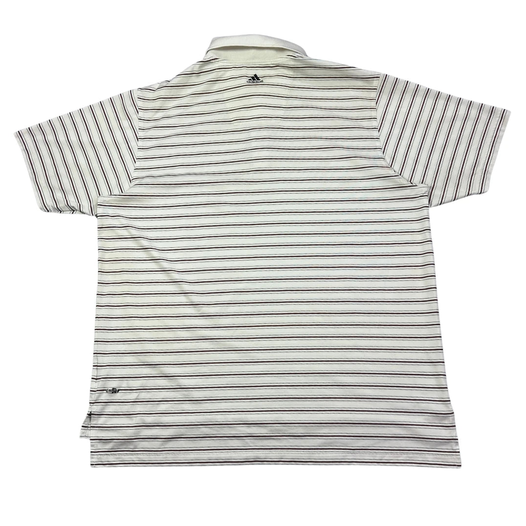 Adidas® White Striped ClimaLite Polo Shirt(XL)