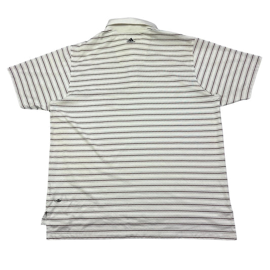 Adidas® White Striped ClimaLite Polo Shirt(XL)