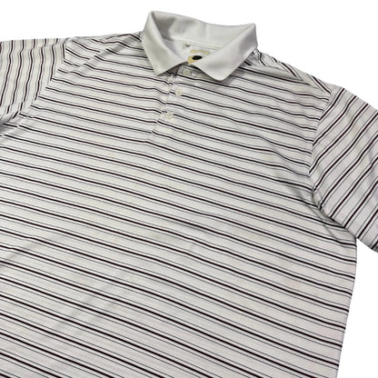 Adidas® White Striped ClimaLite Polo Shirt(XL)