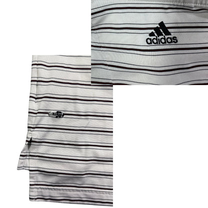 Adidas® White Striped ClimaLite Polo Shirt(XL)