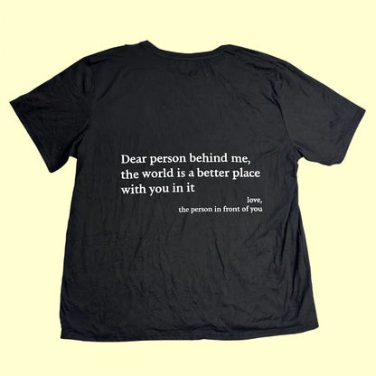 A meaningful and stylish black graphic tee with uplifting messages