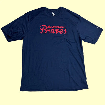 Badger Sport performance T-shirt in navy blue with State Farm Braves front print.