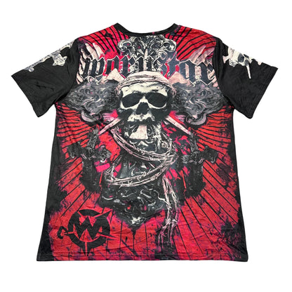 Red & Black Graphic Skull Print T-Shirt(M)