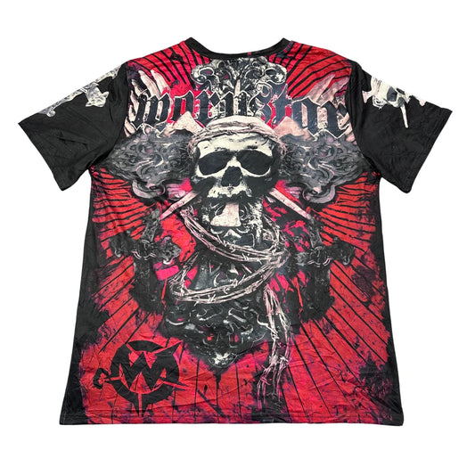 Red & Black Graphic Skull Print T-Shirt(M)