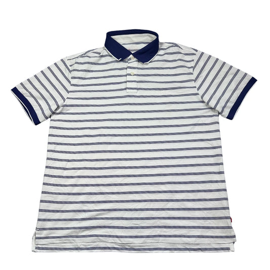 IZOD white and blue striped polo shirt