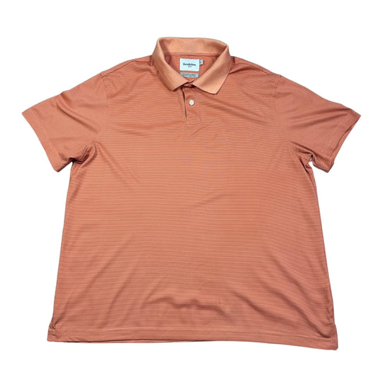 Goodfellow and Co peach and white striped polo