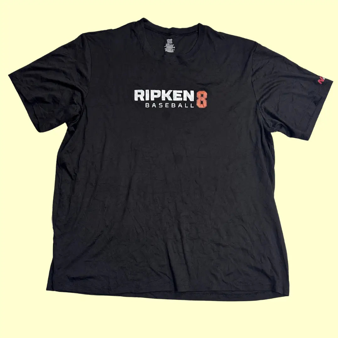 Classic black Ripken Baseball t-shirt with bold front print.