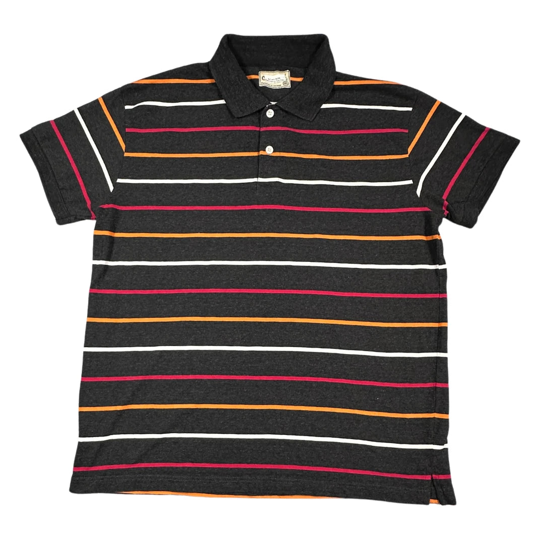 Coartuand charcoal multi striped polo shirt