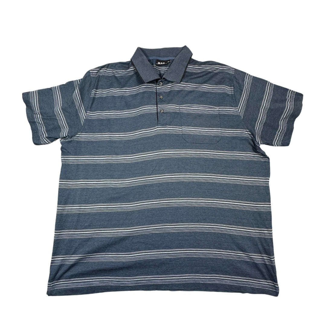 M.X.O Men blue and grey striped polo