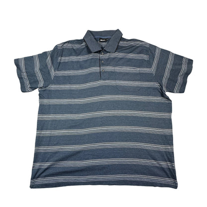 M.X.O Men blue and grey striped polo