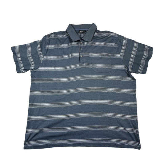 M.X.O Men blue and grey striped polo