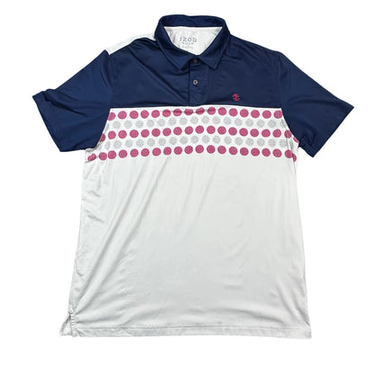 IZOD Golf navy and white stretch polo