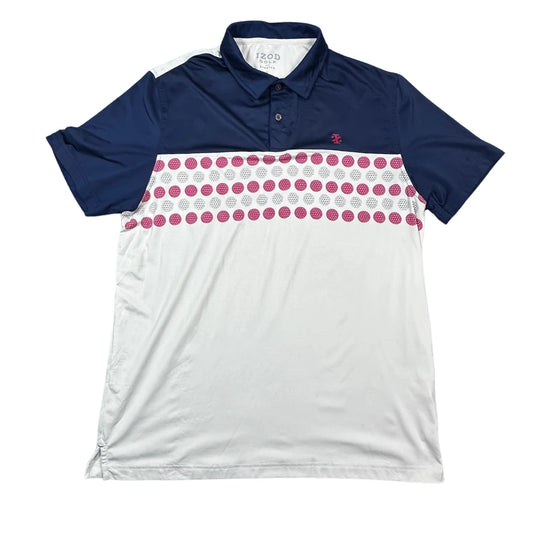 IZOD Golf navy and white stretch polo