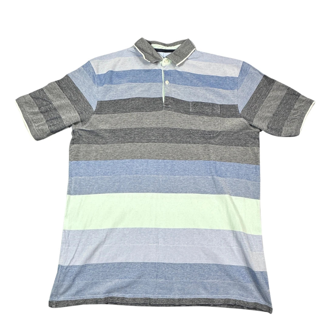 hajo grey and blue striped polo shirt