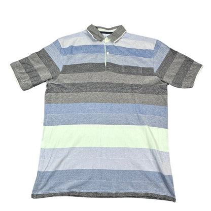 hajo grey and blue striped polo shirt