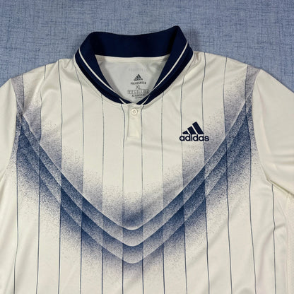 Adidas® White Pinstripe Polo(XL)