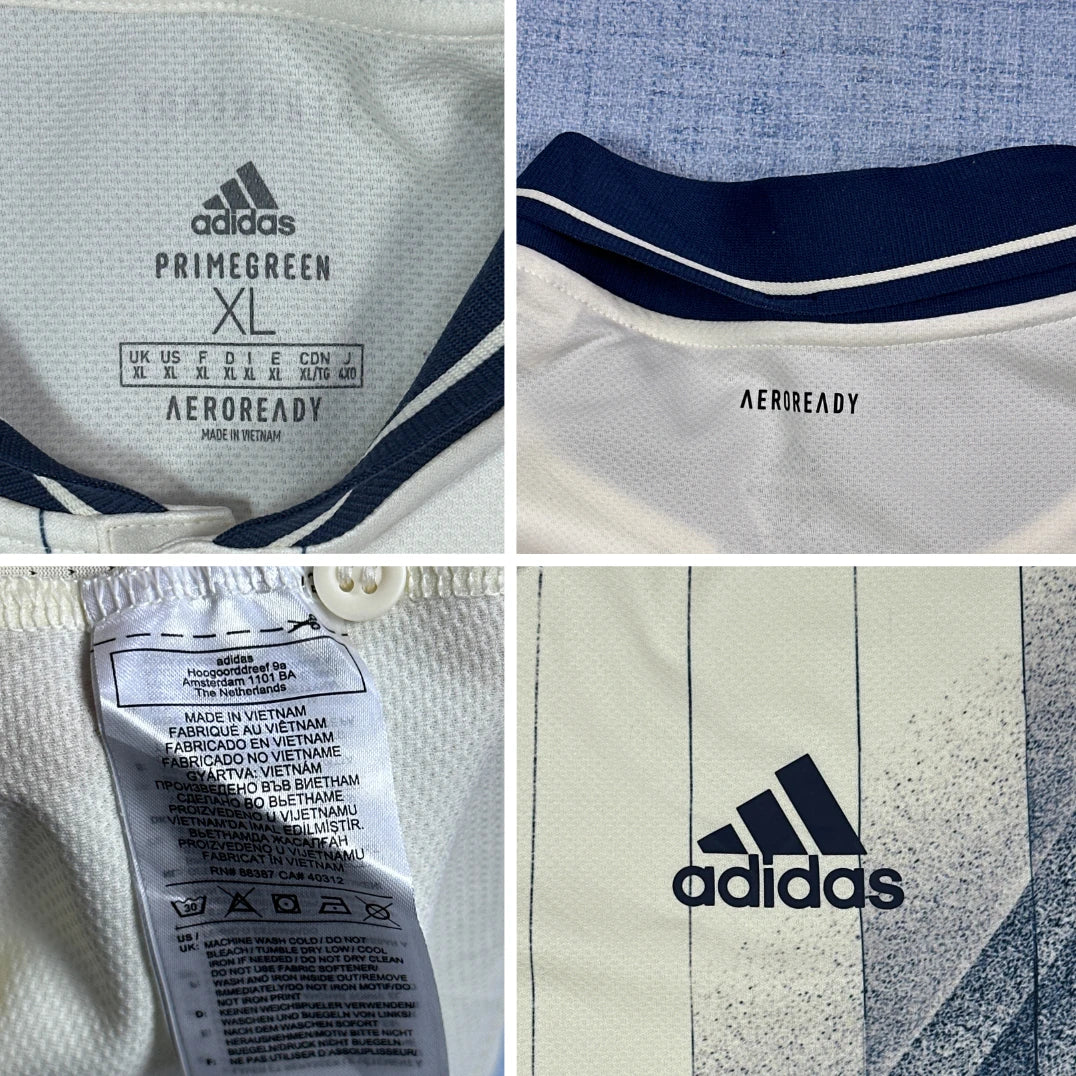 Adidas® White Pinstripe Polo(XL)