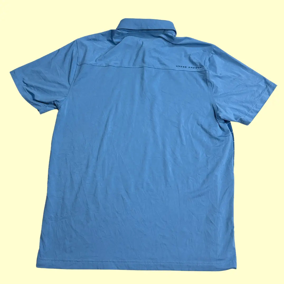Under Armour HeatGear polo in a light and dark blue striped design