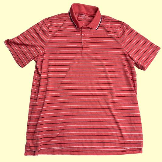 Croft & Barrow polo shirt in red with white and navy stripes